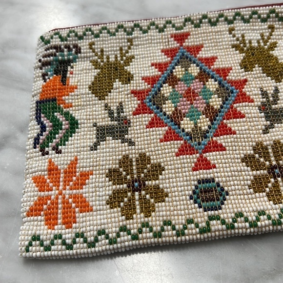 Native American Beaded Pouch with Leather Lining from 1920's Handmade - Picture 3 of 10